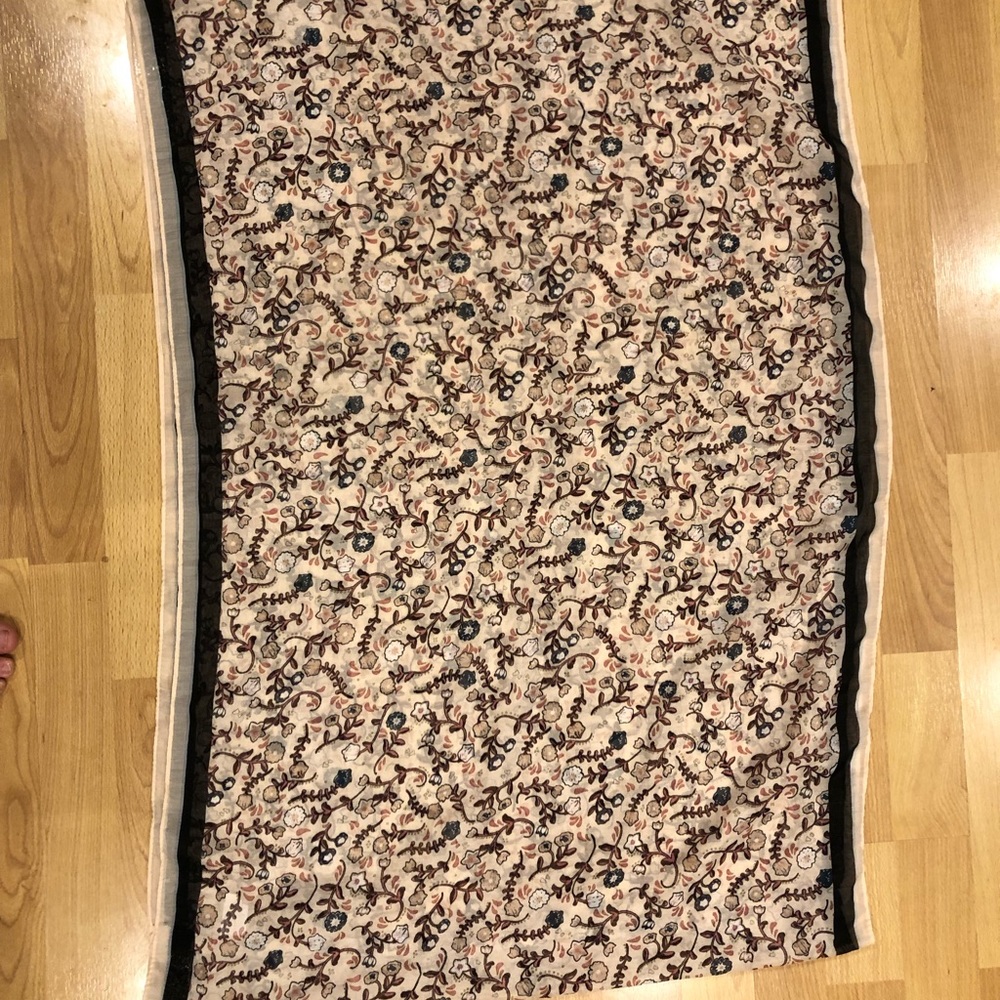 Ivory, brown floral infinity scarf